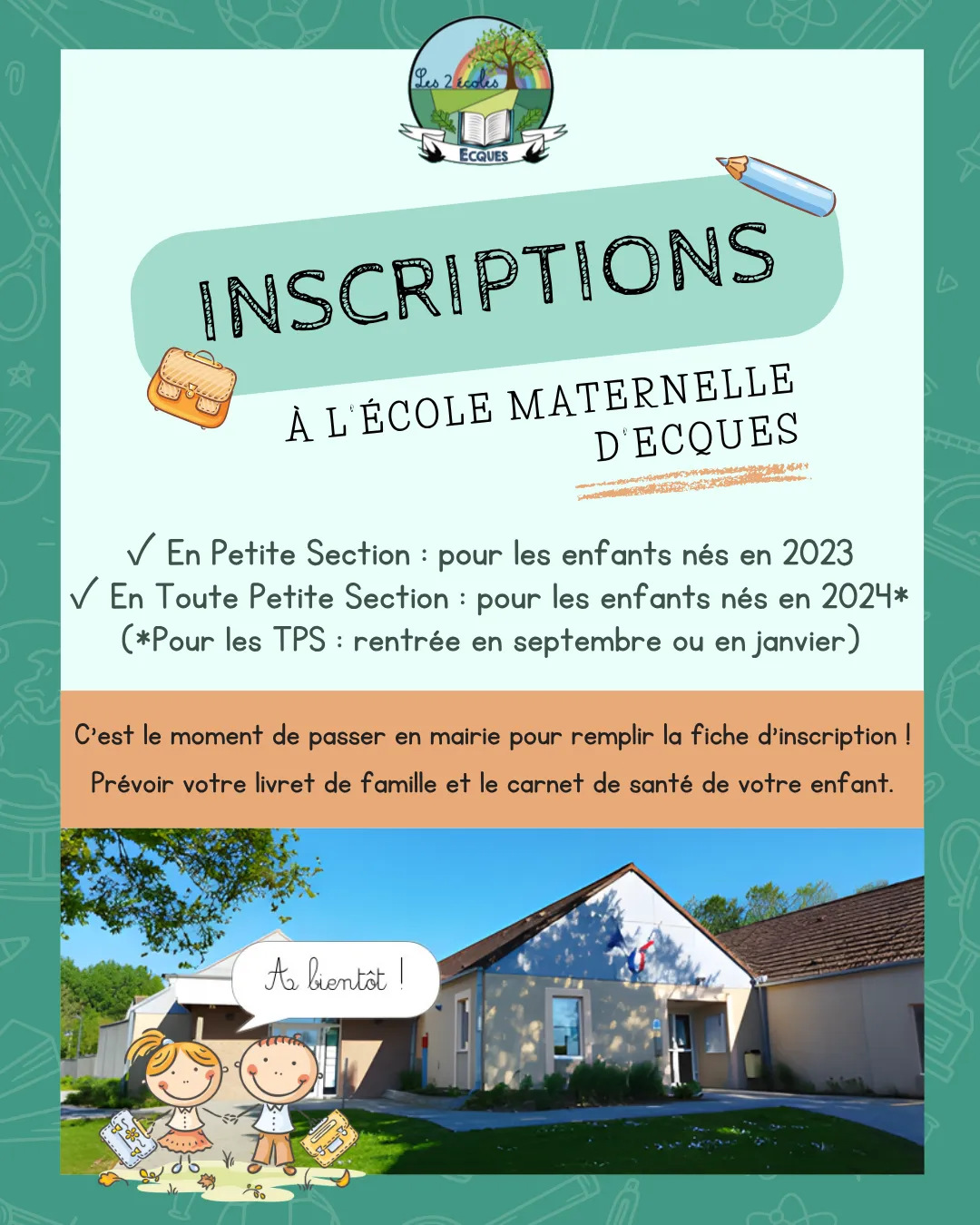 Inscription école maternelle 2026