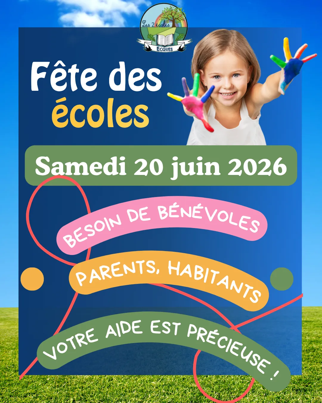 besoin de bénévoles pour la fête des écoles le 20 juin 2026