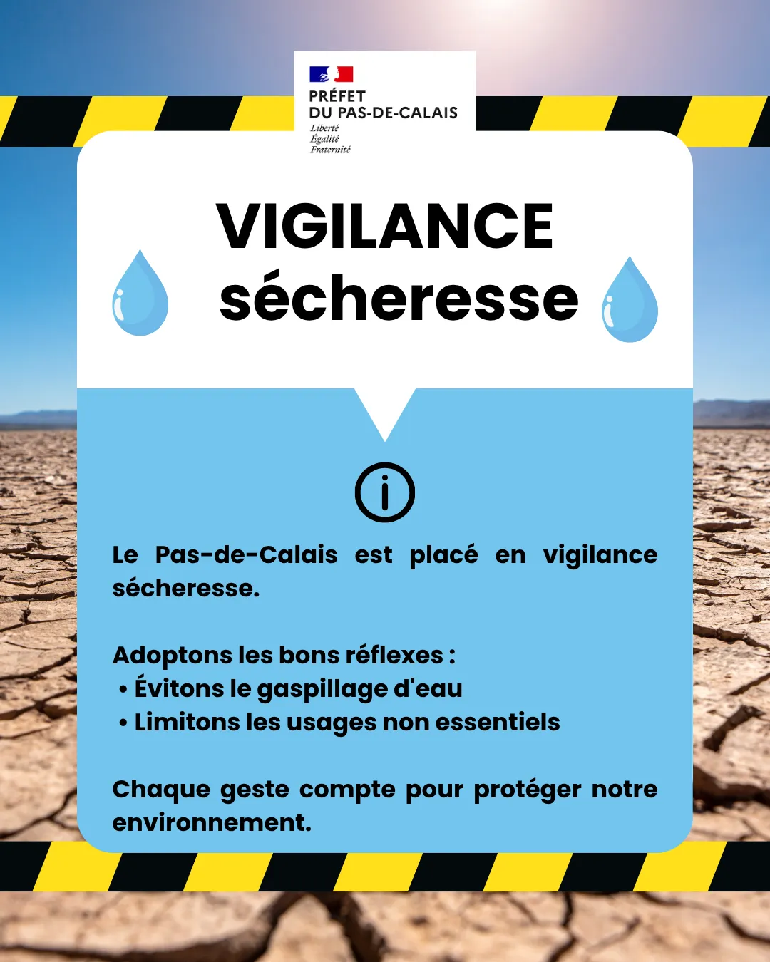 vigilance sécheresse dans le Pas-de-Calais à partir du 29 mai 2026