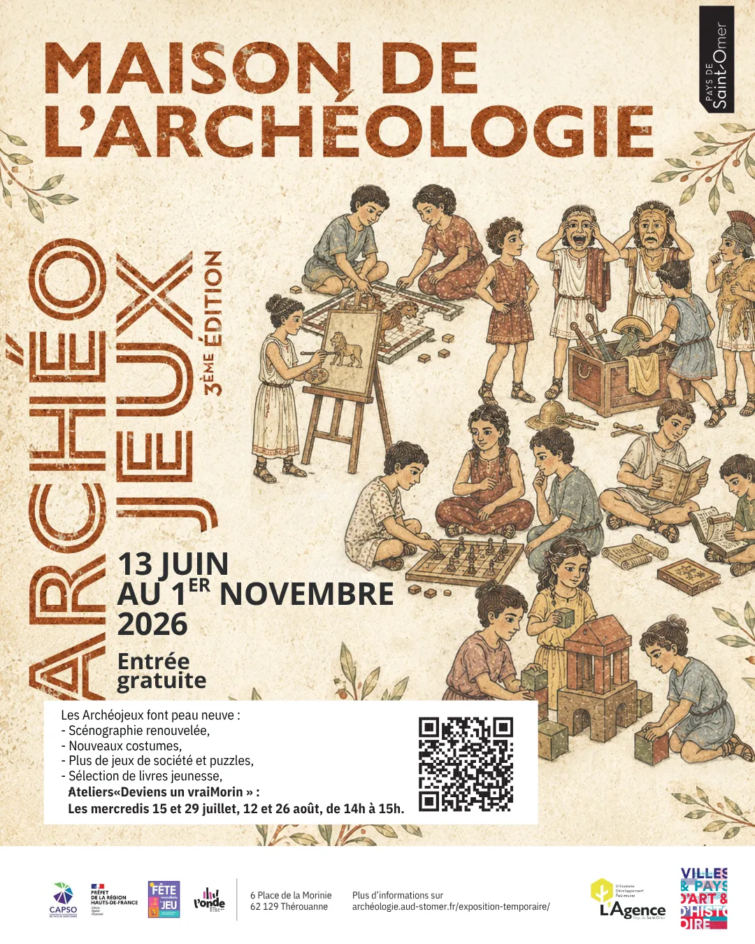Les Archéojeux de retour à la Maison de l’Archéologie à Thérouanne, du 13 juin au 1er novembre 2026