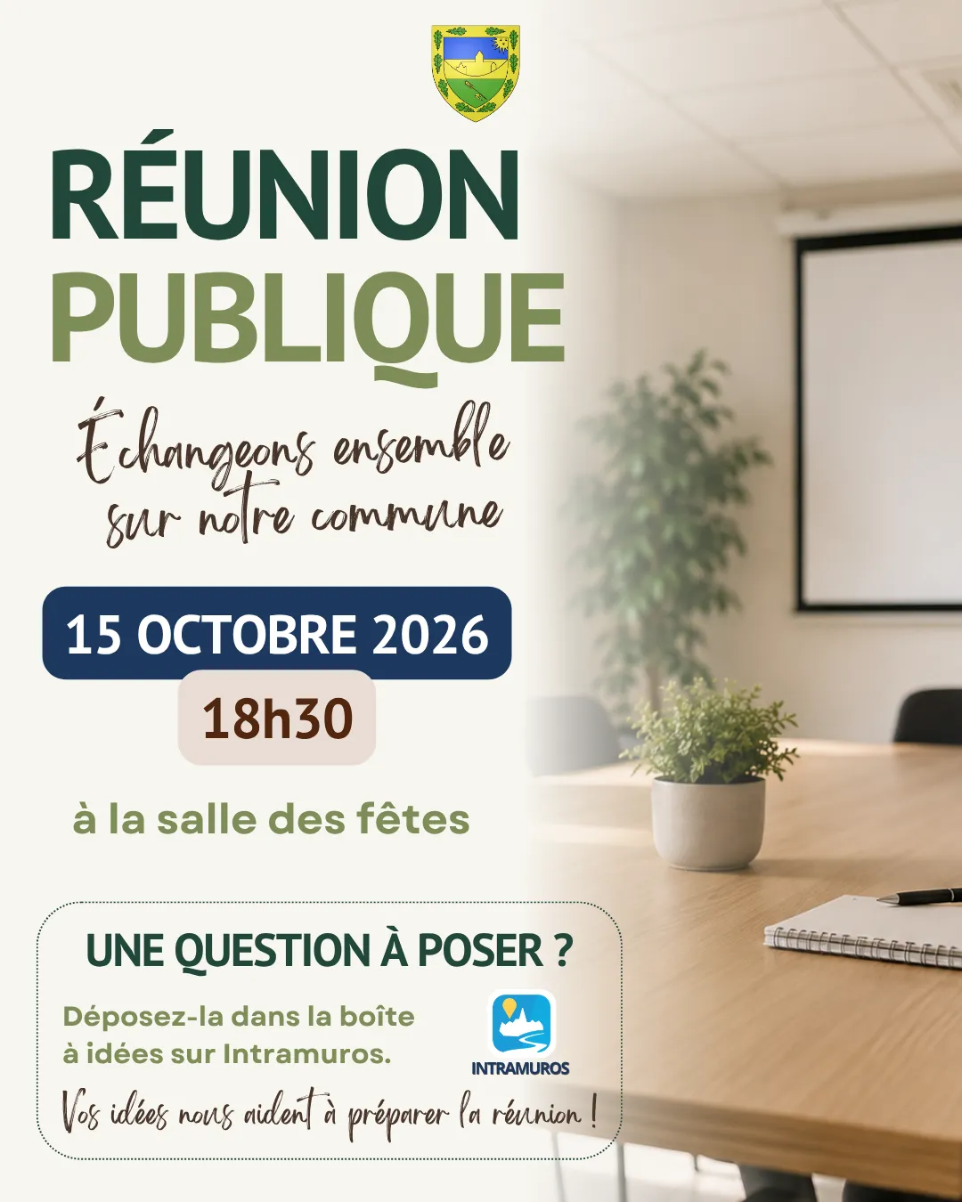 réunion publique le 15 octobre 2026