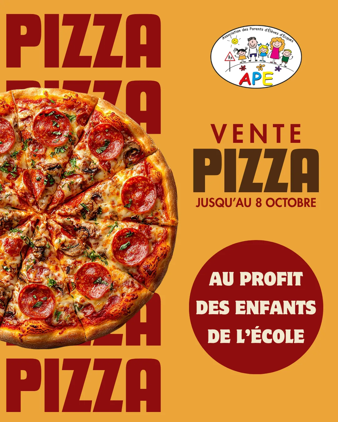 Vente de pizzas au profit des enfants de l'école