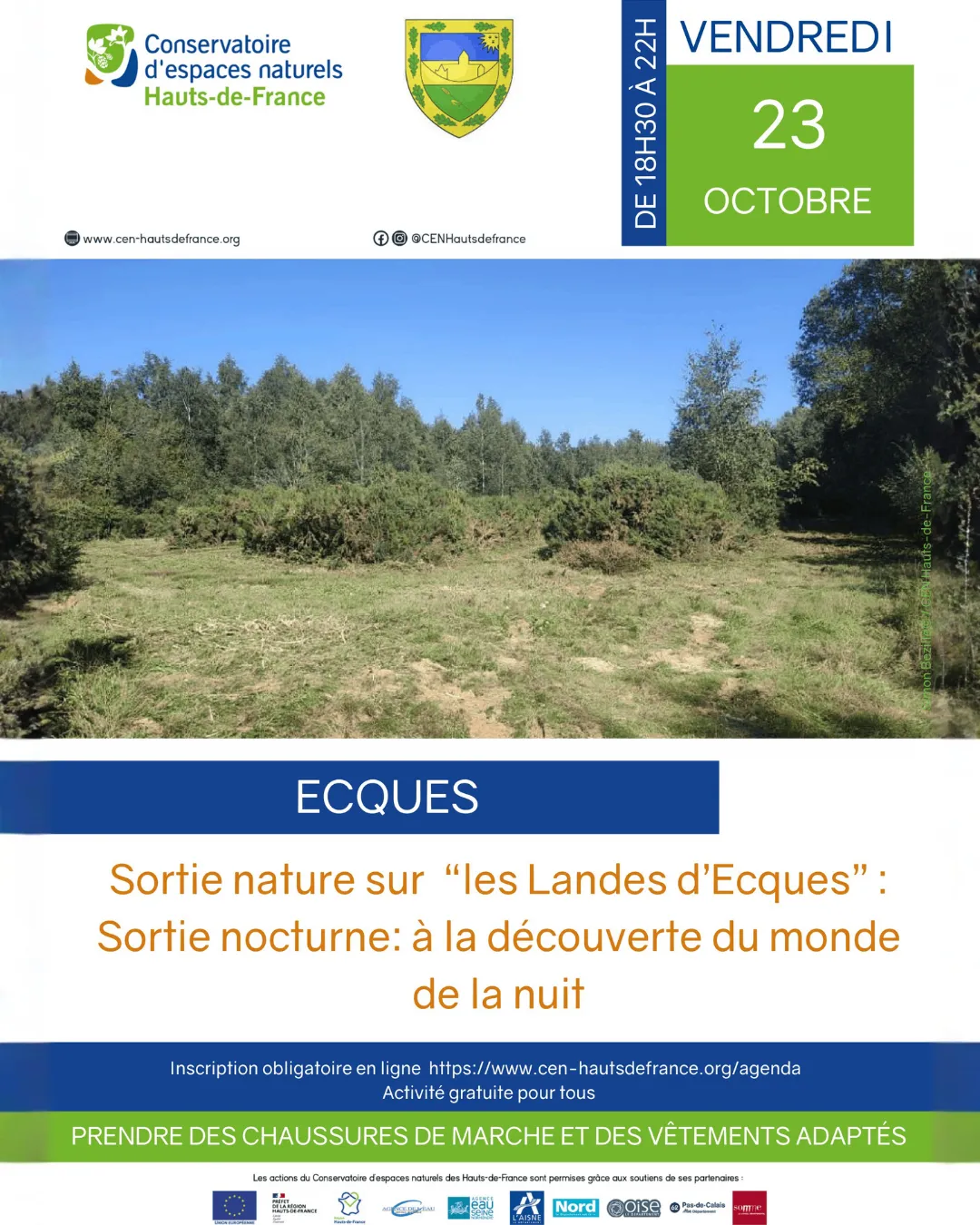 Sortie Les Landes à la tombée de la nuit le vendredi 23 octobre